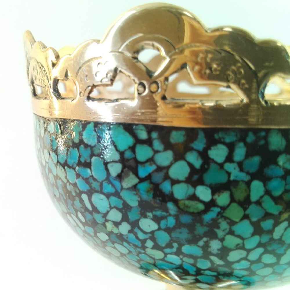 Price and Buy Decorative Bowl Persian Artisan-Crafted Turquoise Inlay Hananeh - Image 3