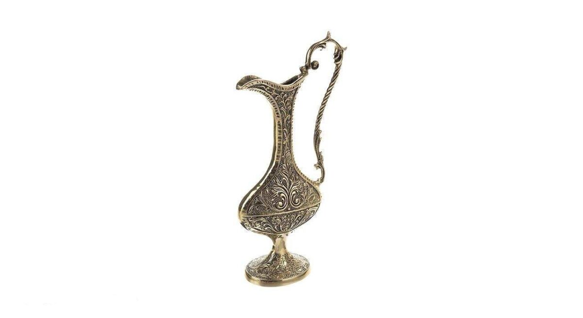 Price and Buy Decorative Brass Pitcher Handcrafted Indian Engraved Footed - Image 3