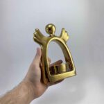 Price and Buy Decorative Ceramic Candle Holder with Angle Design in Gold - Image 3