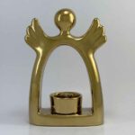 Price and Buy Decorative Ceramic Candle Holder with Angle Design in Gold - Image 5
