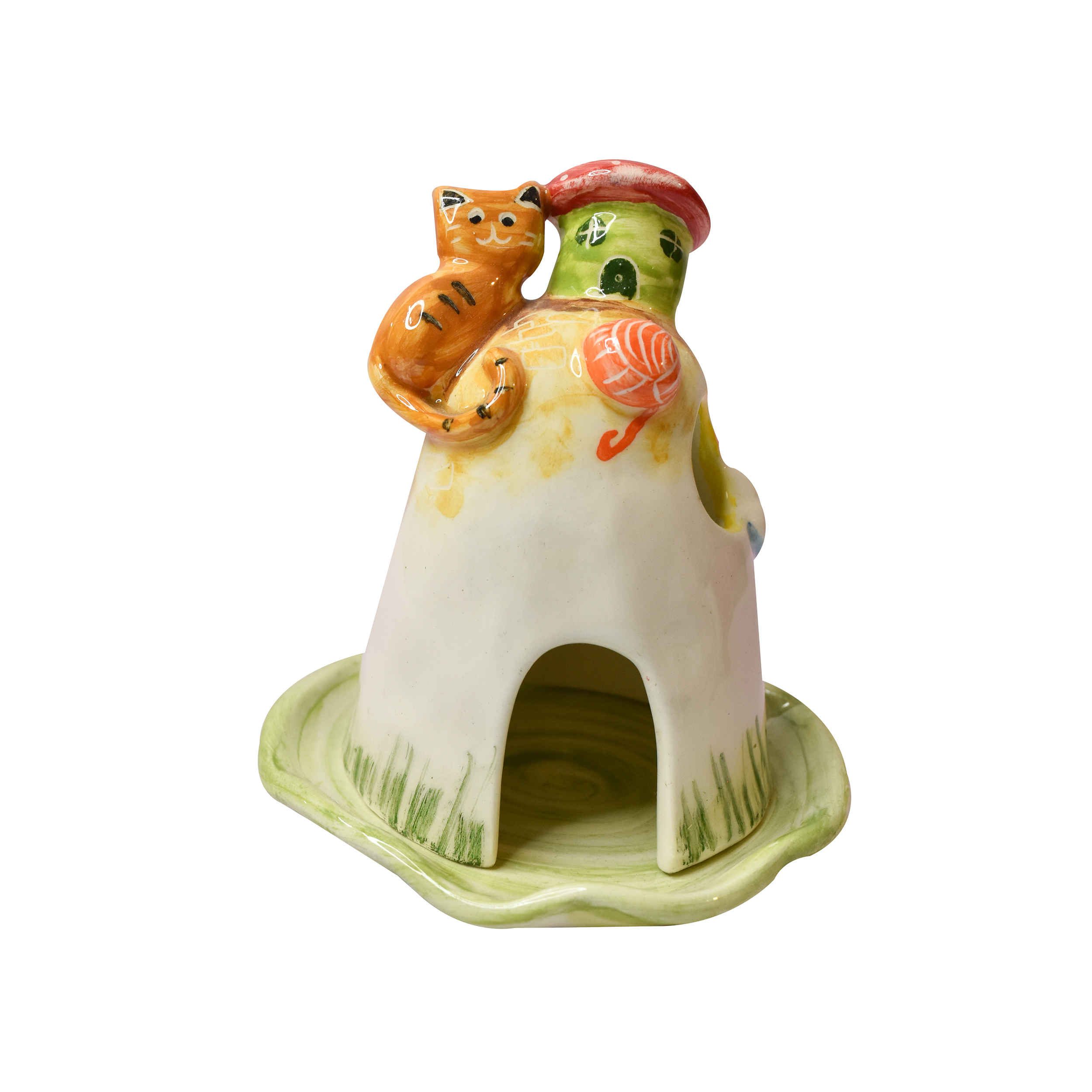 Price and Buy Decorative Ceramic Candle Holder with Cat House Design Handcrafted_69003cf88bea7.jpeg Price and Buy Decorative Ceramic Candle Holder with Cat House Design Handcrafted - Image 1
