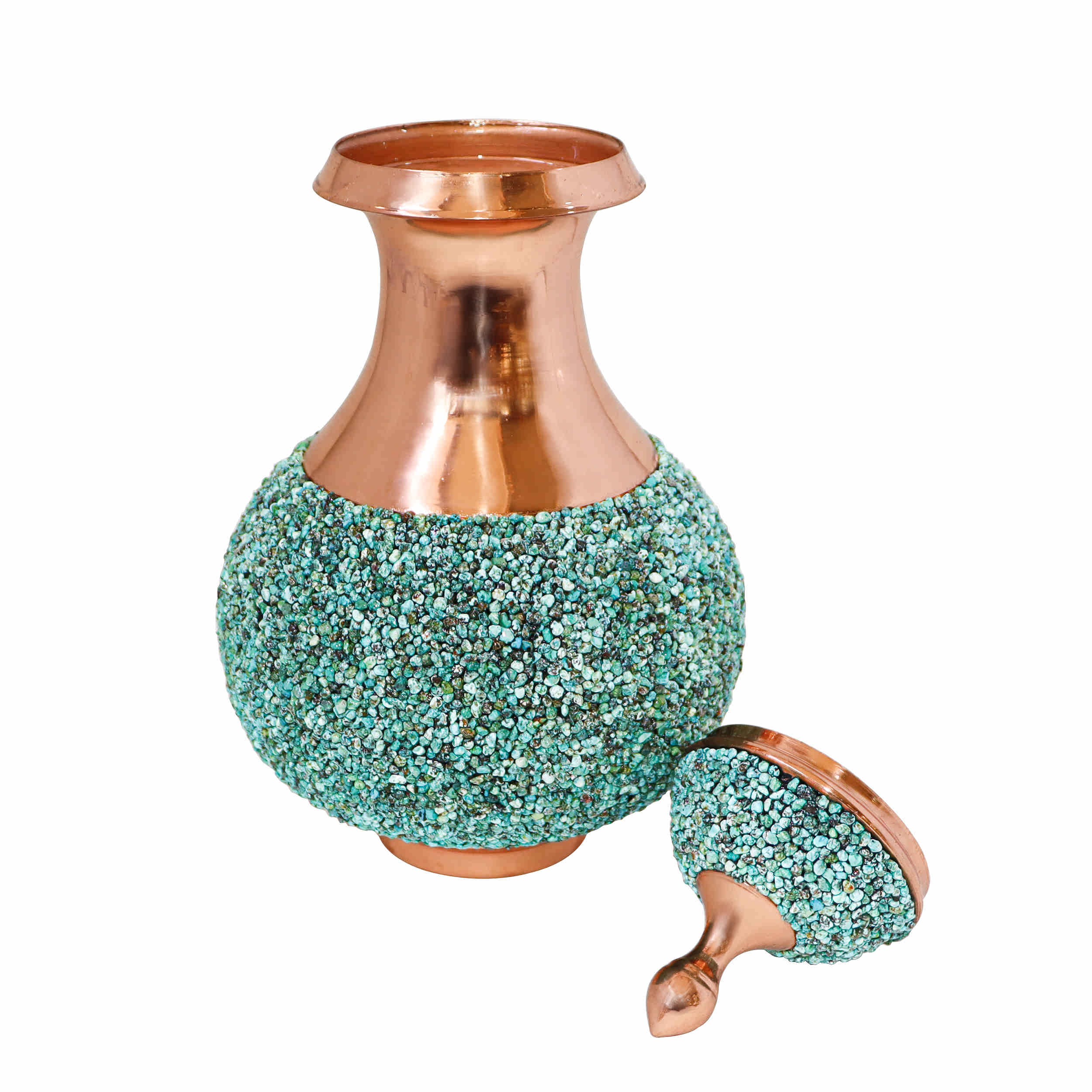 Price and Buy Decorative Copper Bottle Persian Artisan-Crafted Prominent Turquoise Inlay Design - Image 7