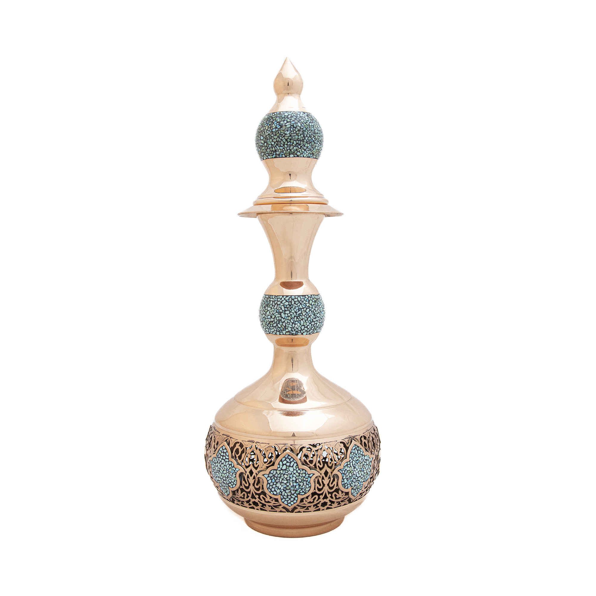 Price and Buy Decorative Copper Bottle Persian Artisan-Crafted Turquoise Inlay Set of 2 - Image 3