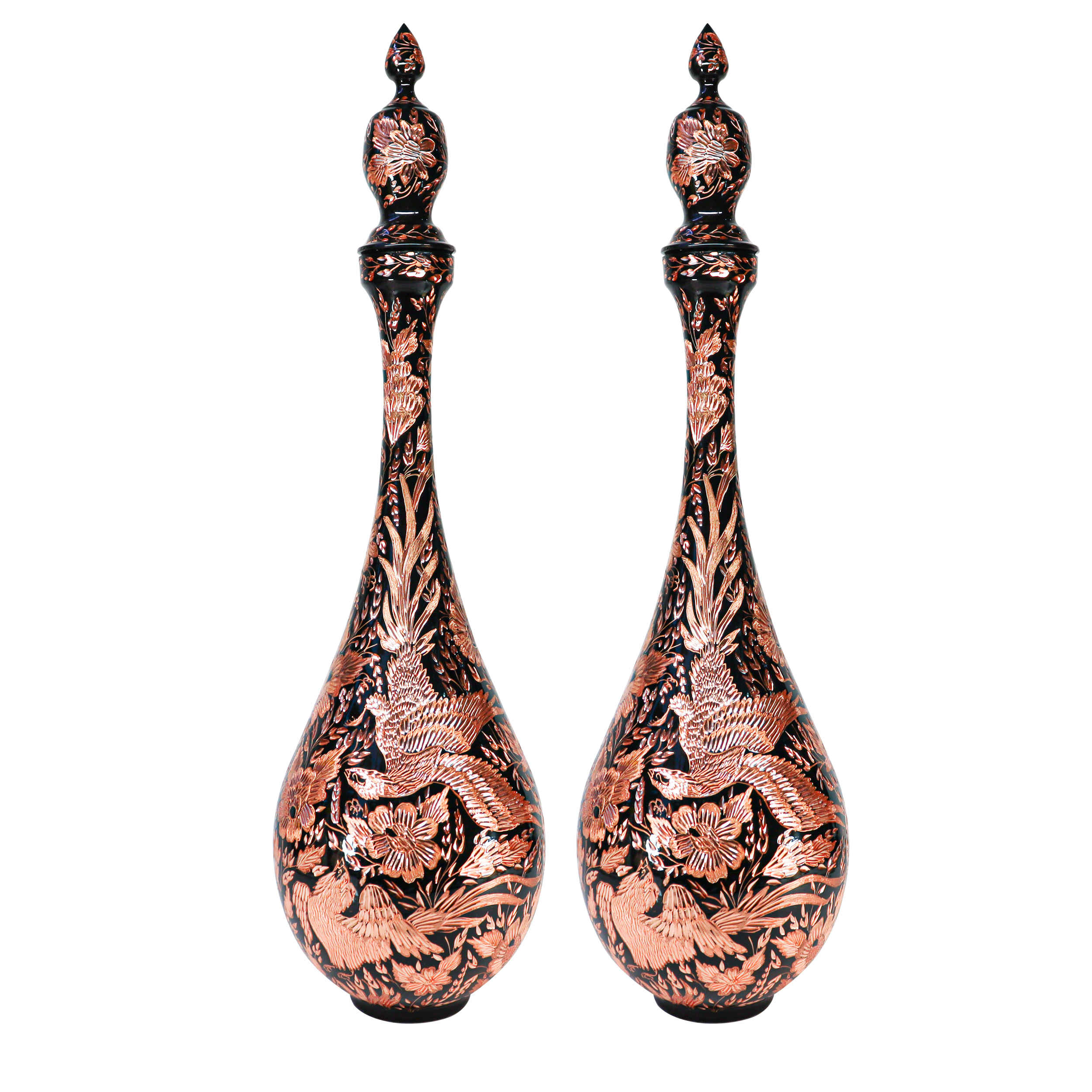 Price and Buy Decorative Copper Bottle Persian Engraved Handcrafted Elegance (x2)