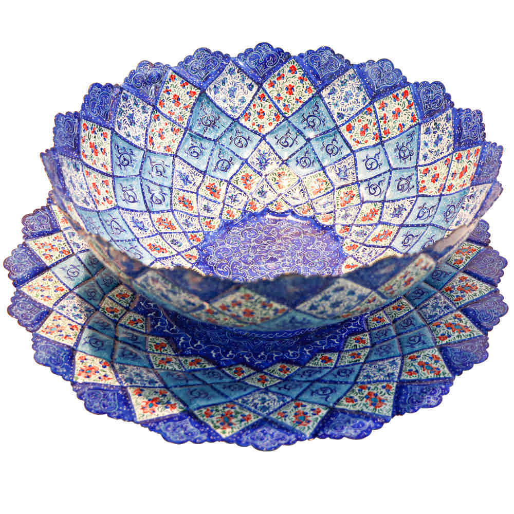 Price and Buy Decorative Copper Bowl & Plate Hand-Painted With Persian Minakari Enamel Azar_68fbd0254b651.jpeg Price and Buy Decorative Copper Bowl & Plate Hand-Painted With Persian Minakari Enamel Azar - Image 1