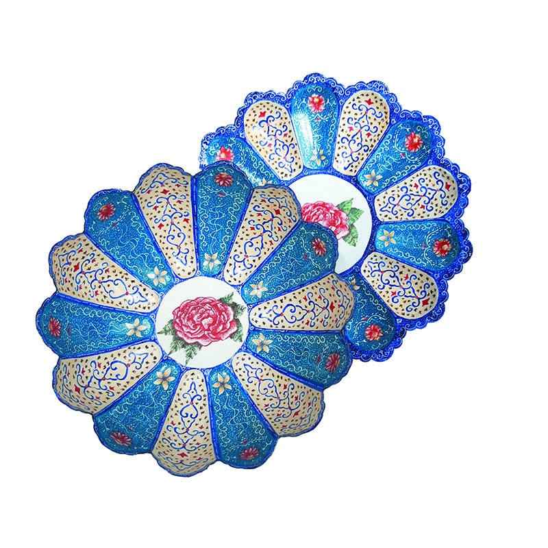 Price and Buy Decorative Copper Bowl & Plate Hand-Painted With Persian Minakari Enamel Blossom - Image 3