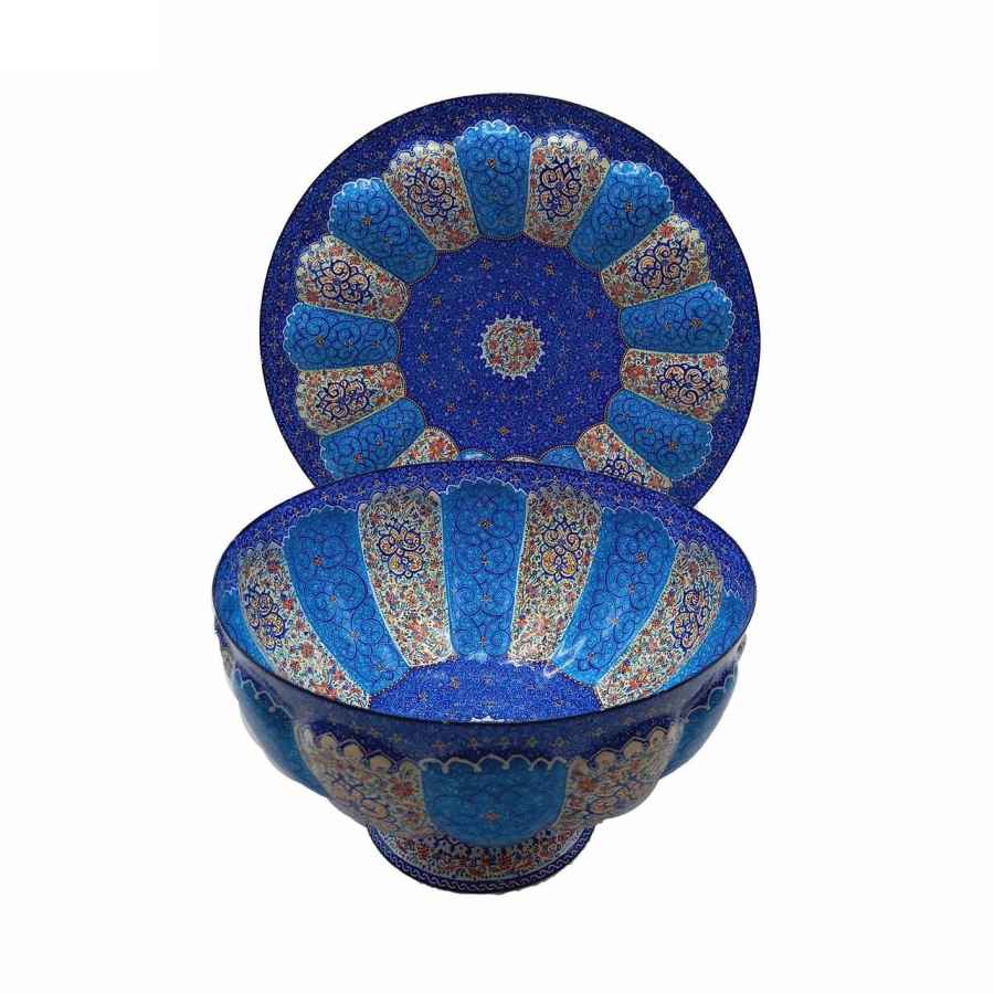 Price and Buy Decorative Copper Bowl & Plate Hand-Painted With Persian Minakari Enamel Eslimi - Image 3