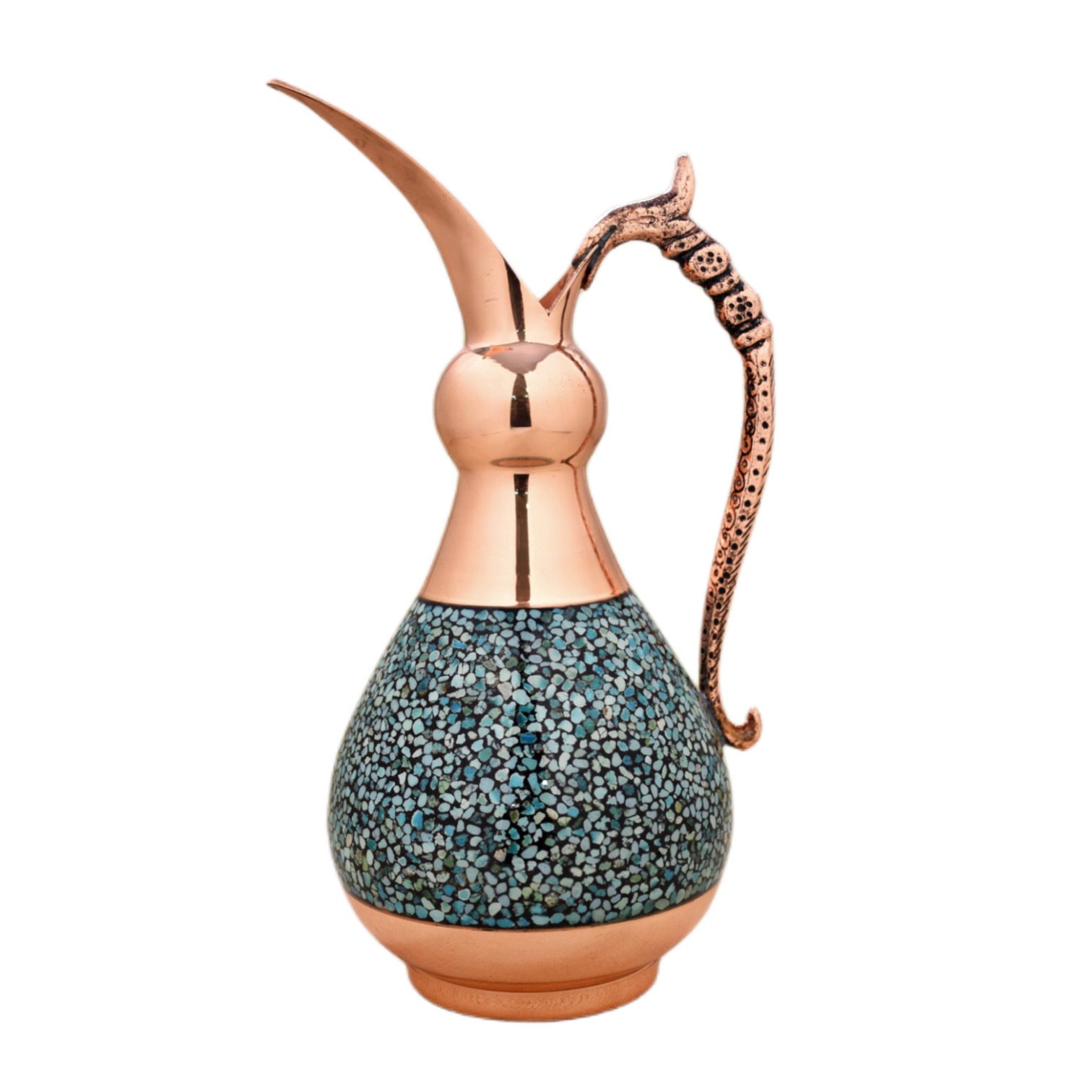 Price and Buy Decorative Copper Pitcher Persian Artistic with Neyshabur Turquoise Inlay