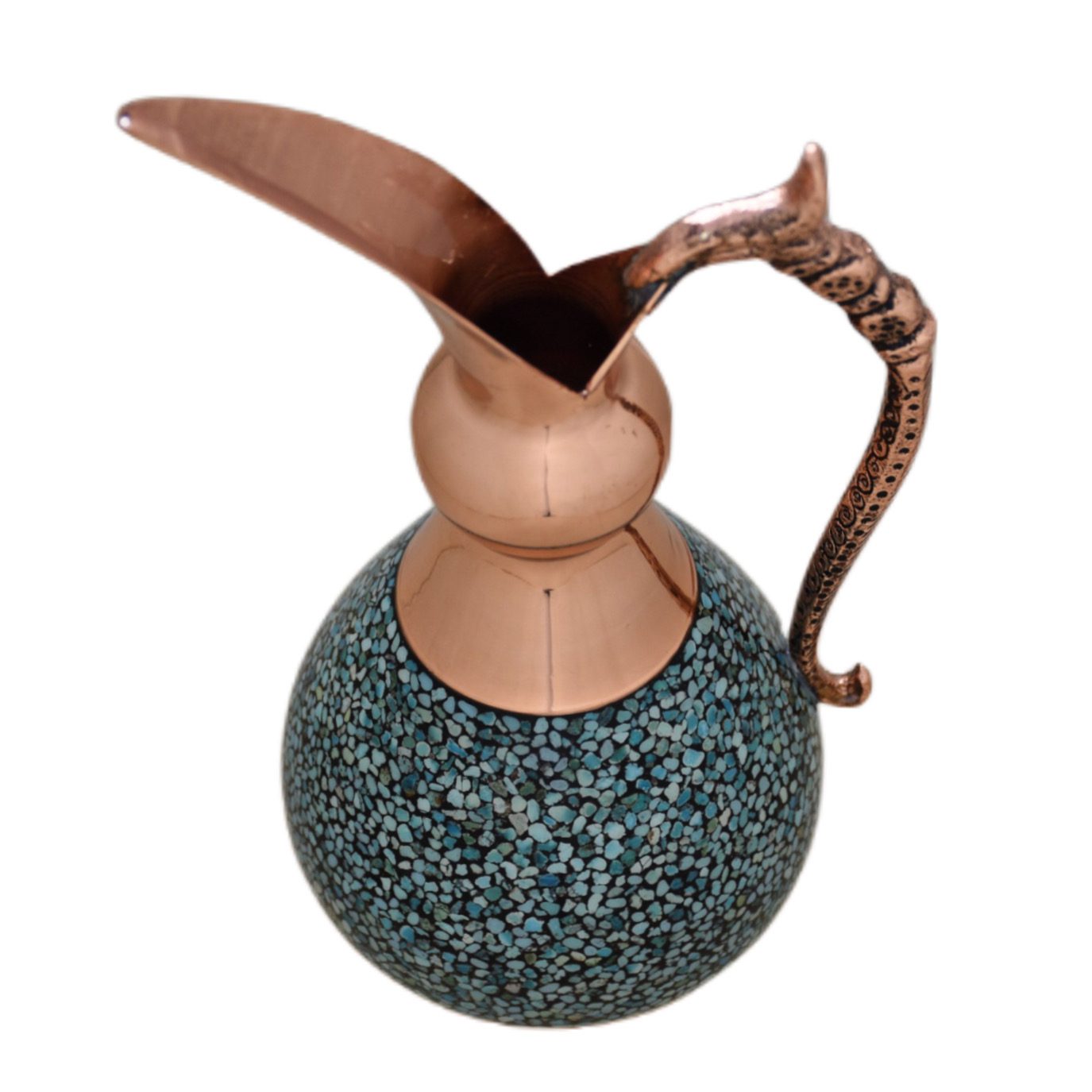 Price and Buy Decorative Copper Pitcher Persian Artistic with Neyshabur Turquoise Inlay - Image 3