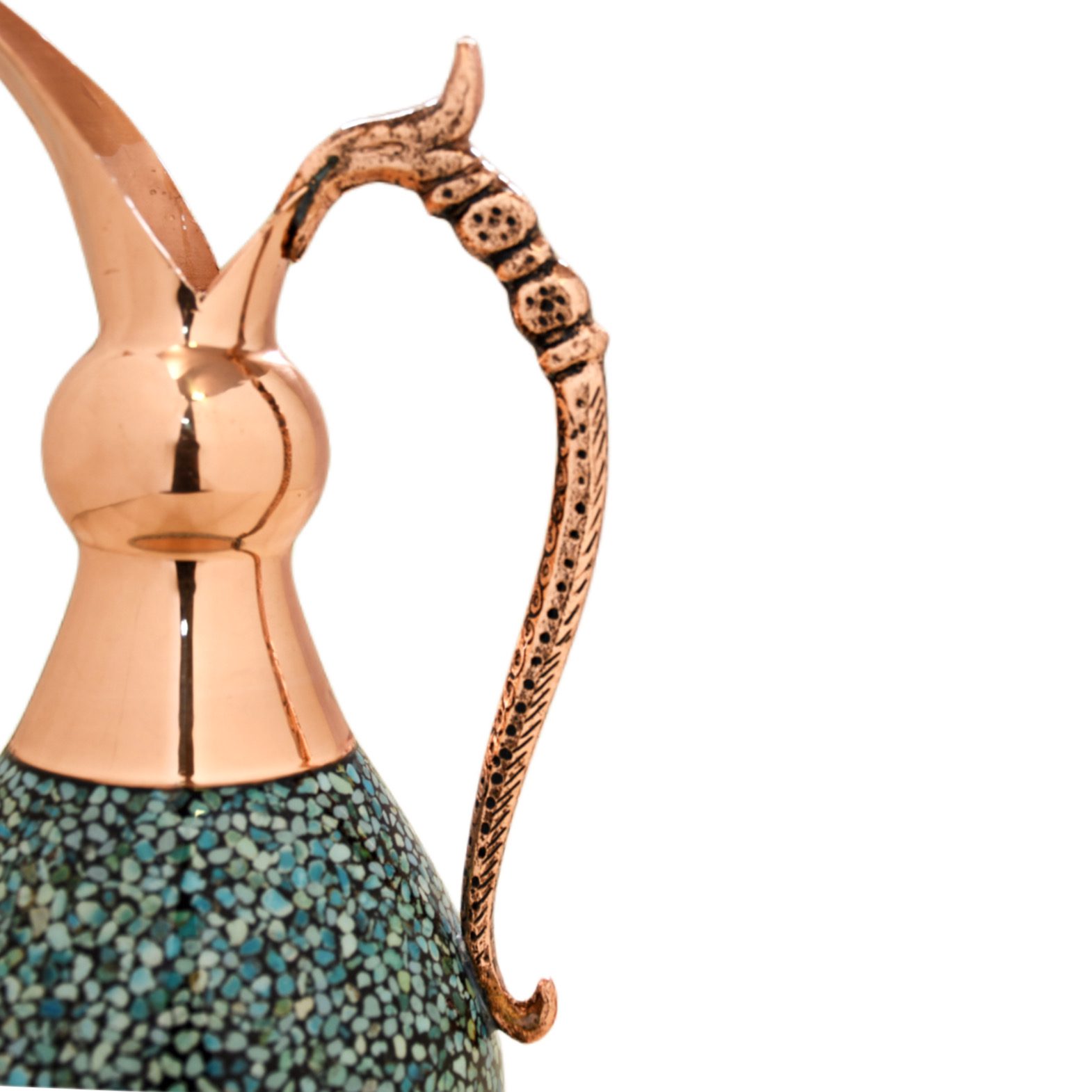Price and Buy Decorative Copper Pitcher Persian Artistic with Neyshabur Turquoise Inlay - Image 4