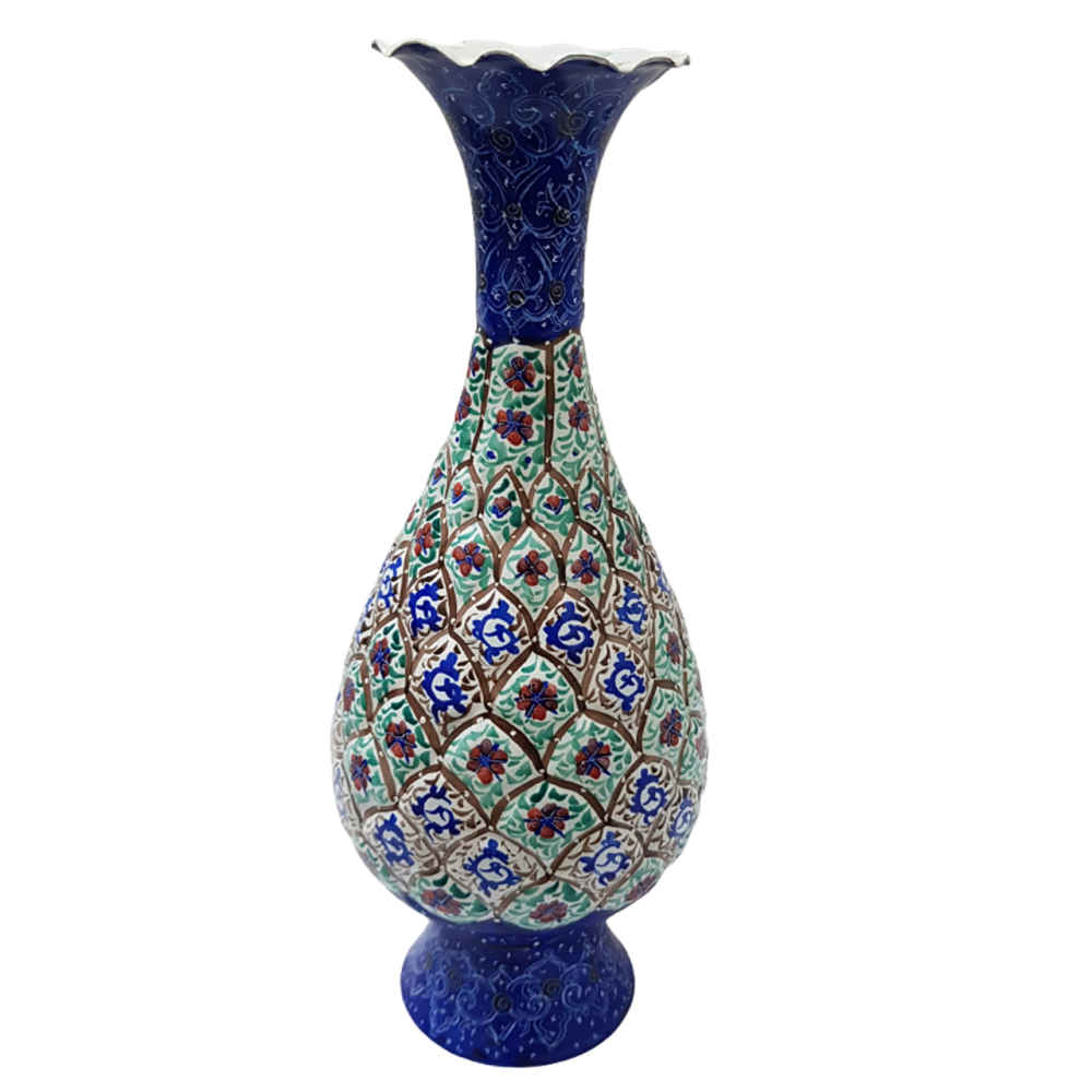 Price and Buy Decorative Copper Vase Hand-Painted with Persian Minakari Enamel Fasa