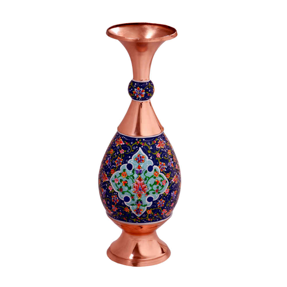 Price and Buy Decorative Copper Vase Hand-Painted with Persian Minakari Enamel Homa