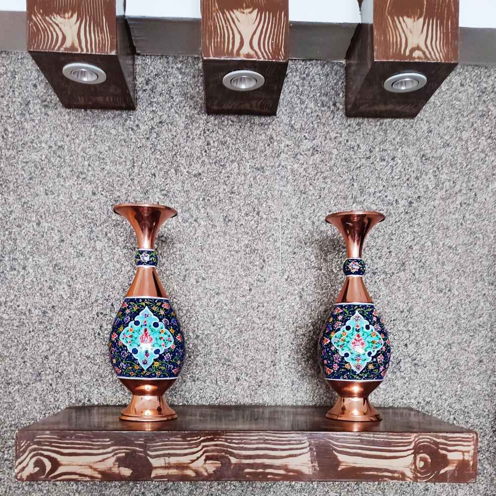 Price and Buy Decorative Copper Vase Hand-Painted with Persian Minakari Enamel Homa - Image 3