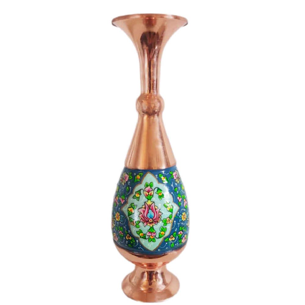 Price and Buy Decorative Copper Vase Hand-Painted with Persian Minakari Enamel Mes