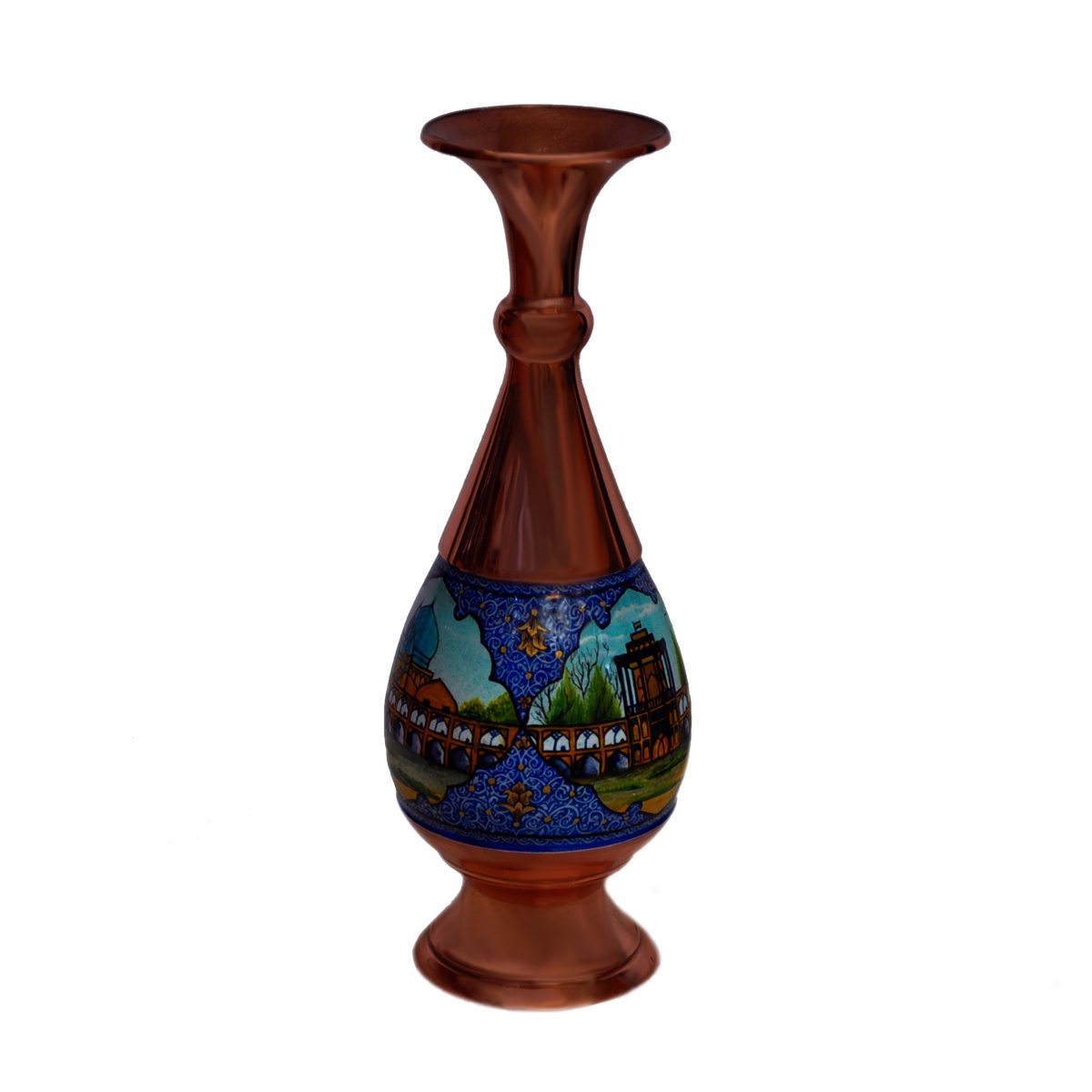 Price and Buy Decorative Copper Vase Hand-Painted with Persian Minakari Enamel Nature
