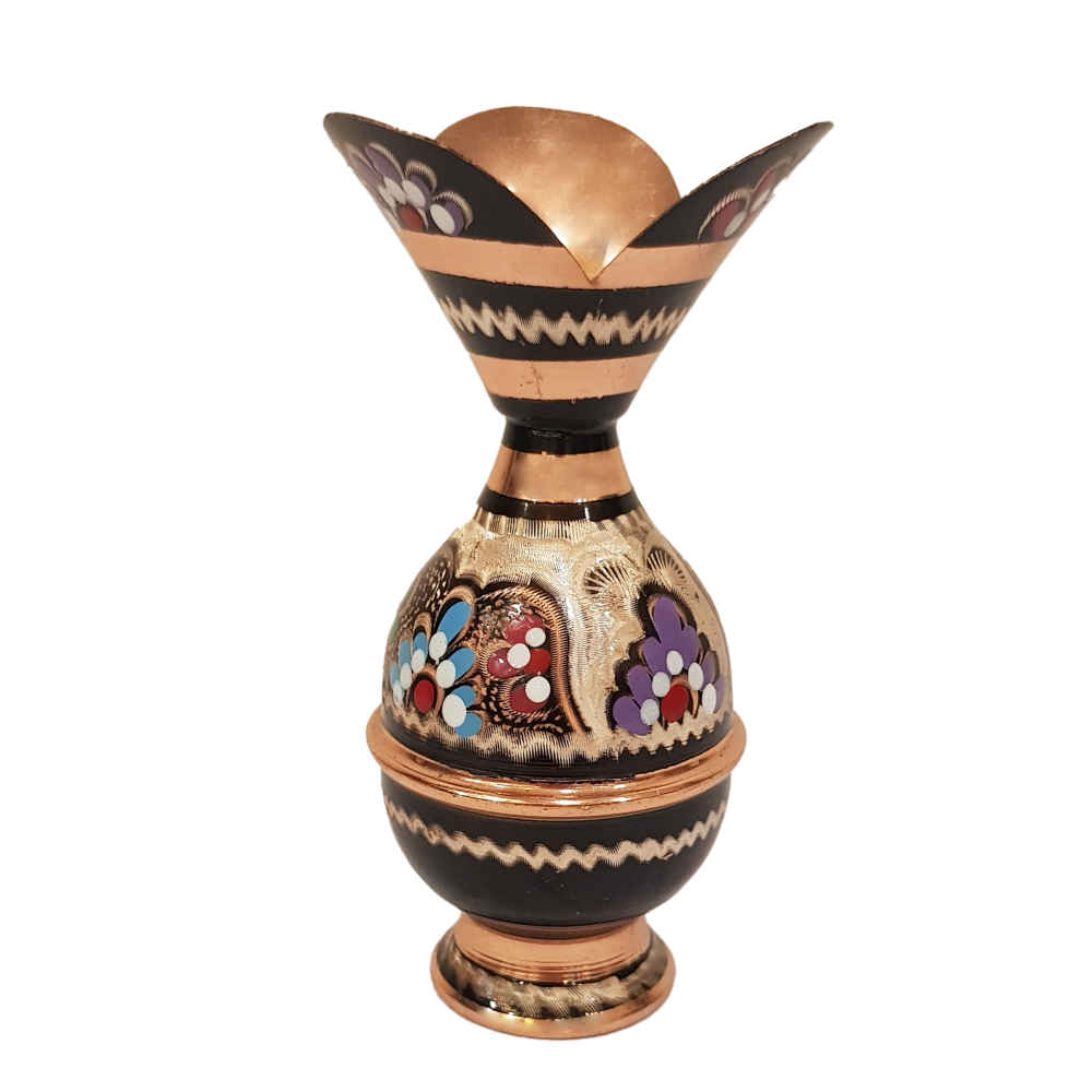 Price and Buy Decorative Copper Vase Hand-Painted with Persian Minakari Enamel Noghli