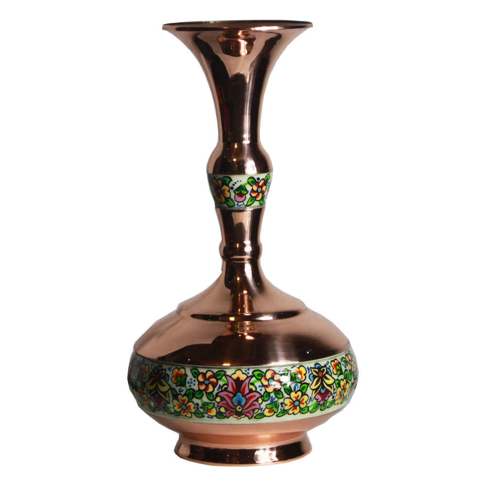 Price and Buy Decorative Copper Vase Hand-Painted with Persian Minakari Enamel Parsa