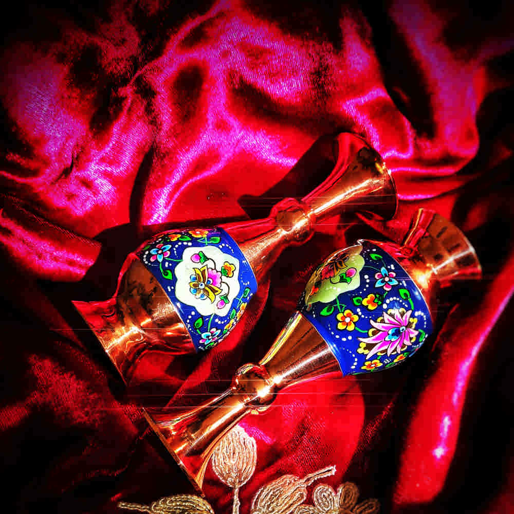 Price and Buy Decorative Copper Vase Hand-Painted with Persian Minakari Enamel Parvaz - Image 3