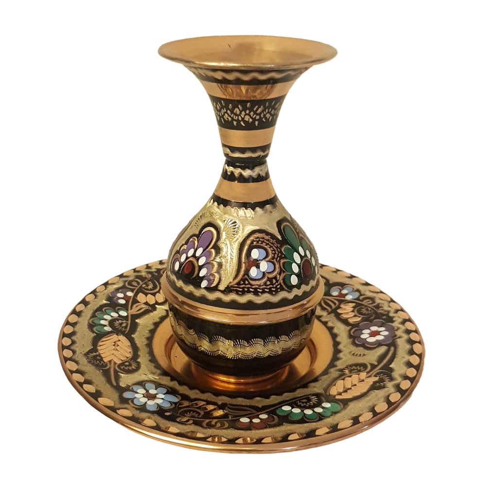 Price and Buy Decorative Copper Vase Hand-Painted with Persian Minakari Enamel Samin
