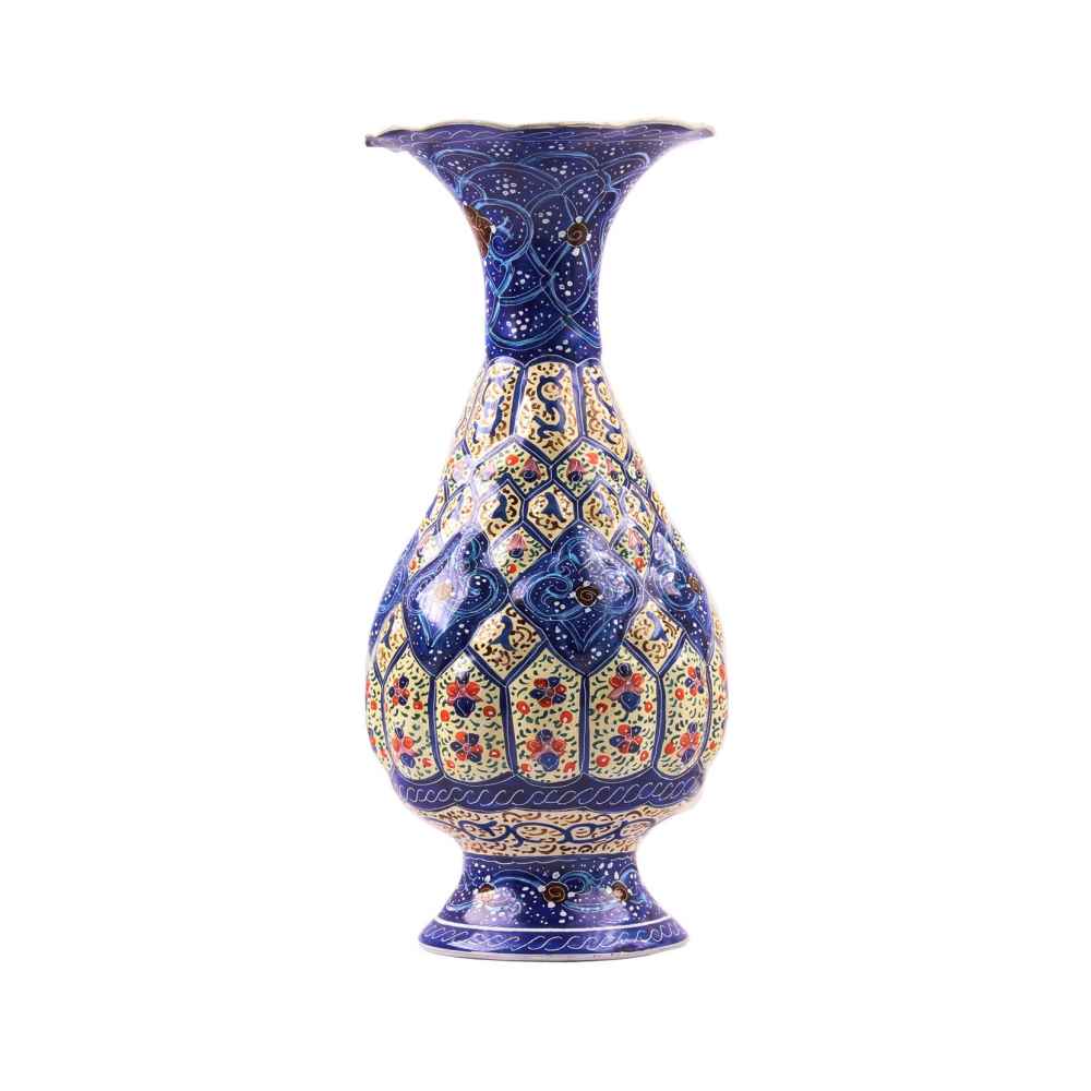 Price and Buy Decorative Copper Vase Hand-Painted with Persian Minakari Enamel Samin