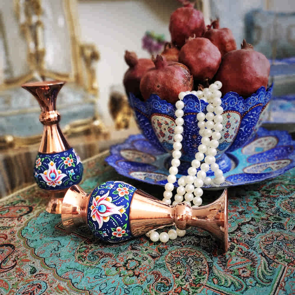 Price and Buy Decorative Copper Vase Hand-Painted with Persian Minakari Enamel Soraya - Image 3