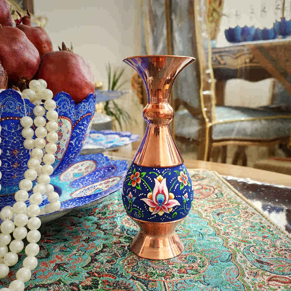 Price and Buy Decorative Copper Vase Hand-Painted with Persian Minakari Enamel Soraya - Image 4