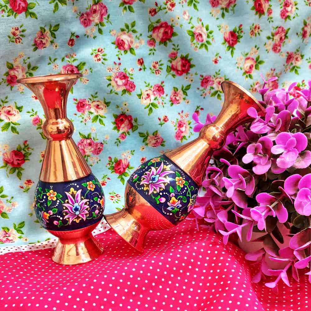Price and Buy Decorative Copper Vase Hand-Painted with Persian Minakari Enamel Tahoora - Image 4
