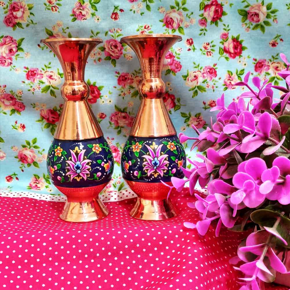 Price and Buy Decorative Copper Vase Hand-Painted with Persian Minakari Enamel Tahoora - Image 5