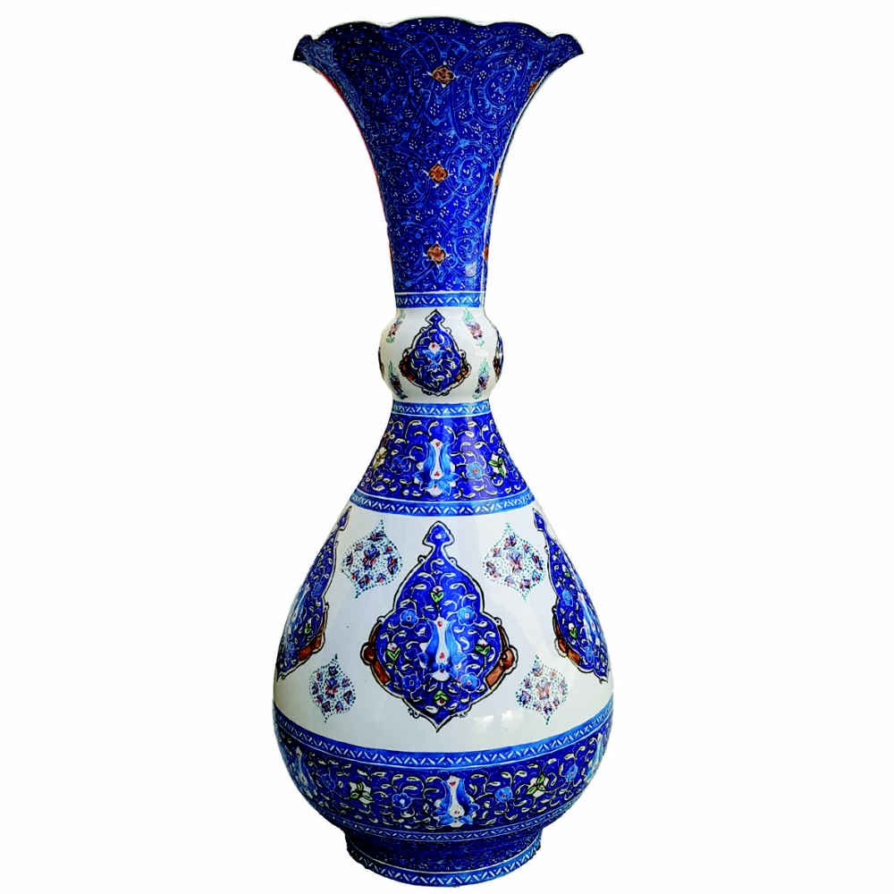 Price and Buy Decorative Copper Vase Hand-Painted with Persian Minakari Enamel Toranji
