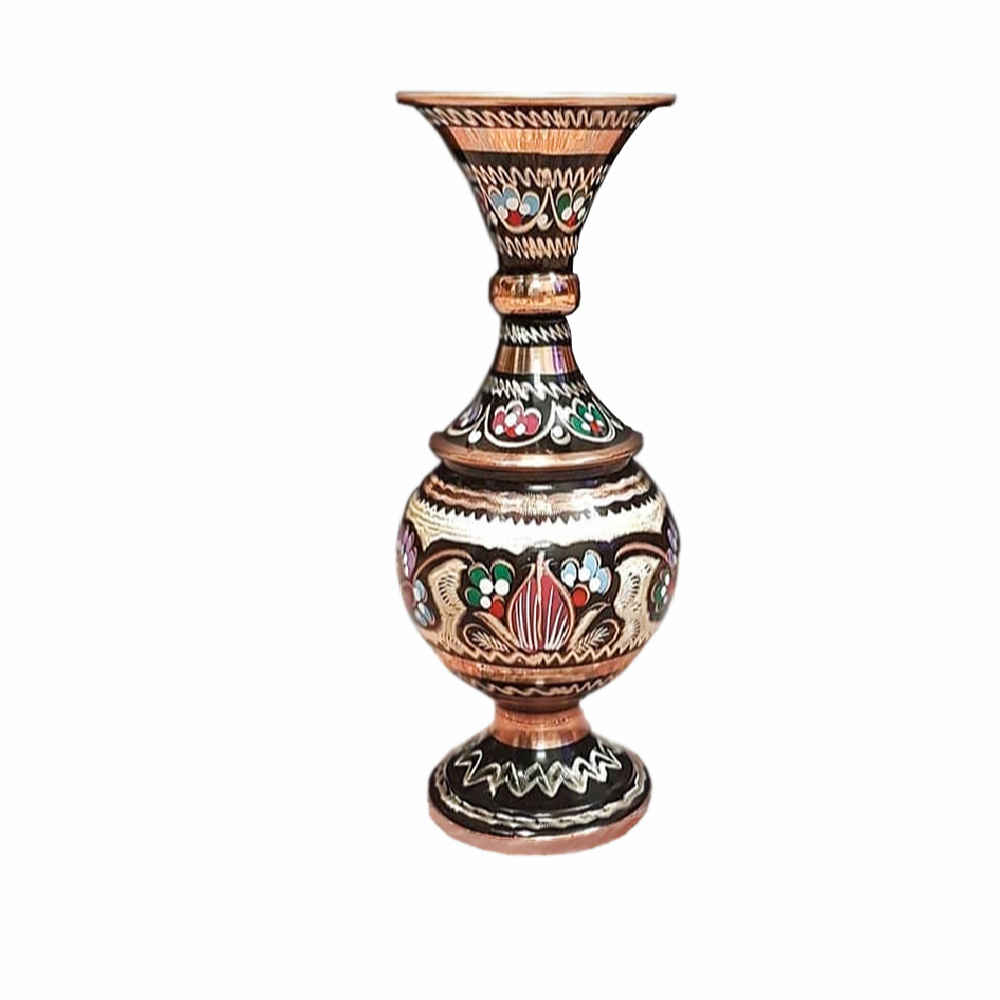 Price and Buy Decorative Copper Vase Hand-Painted with Persian Minakari Enamel Yavar
