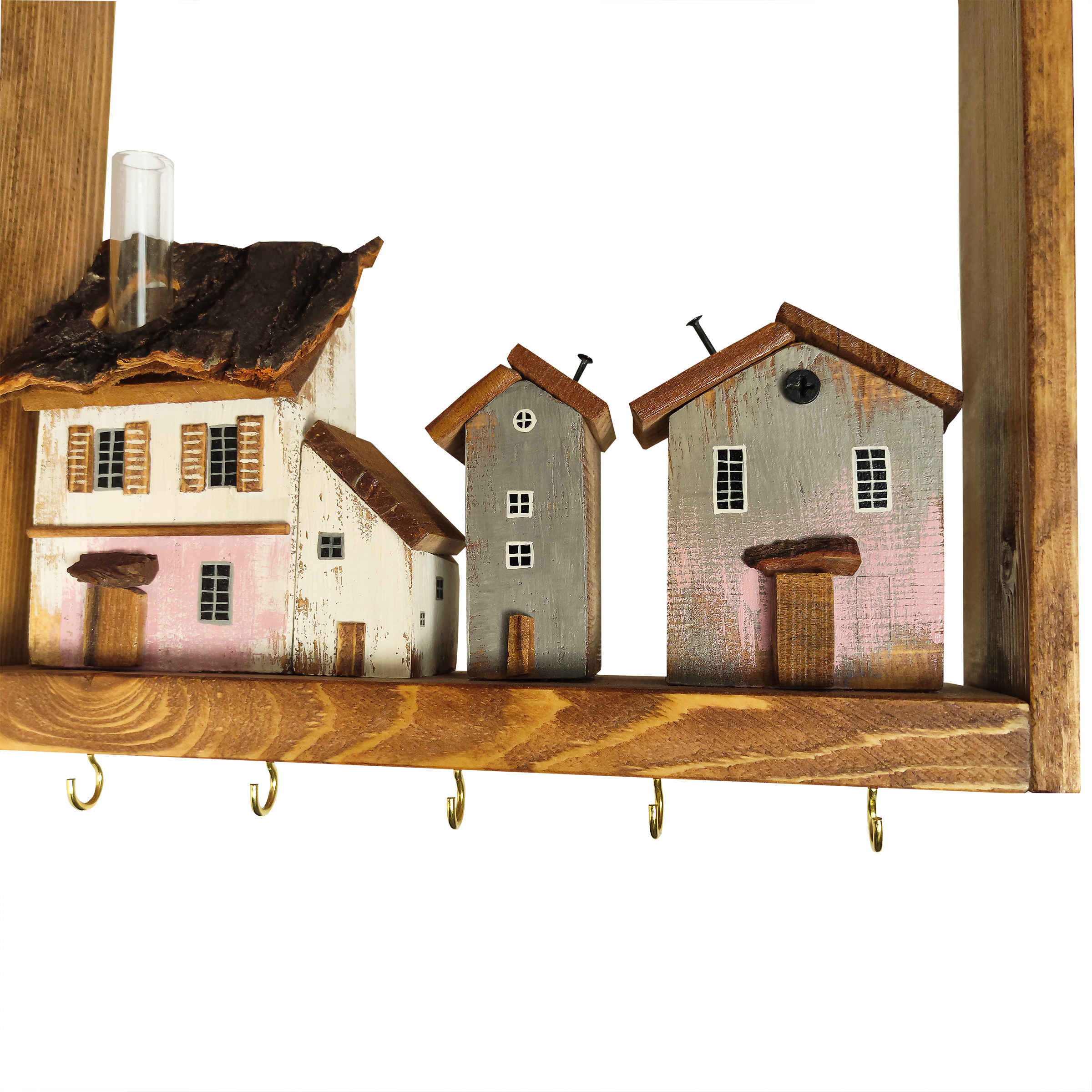 Price and Buy Decorative & Handcrafted Wall Key Holder with 5 Hooks & Cottage Design - Image 8