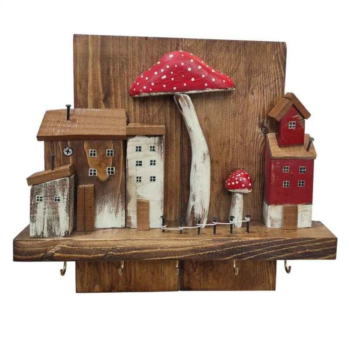 Price and Buy Decorative & Handcrafted Wall Key Holder with Cottage & Mushroom Design
