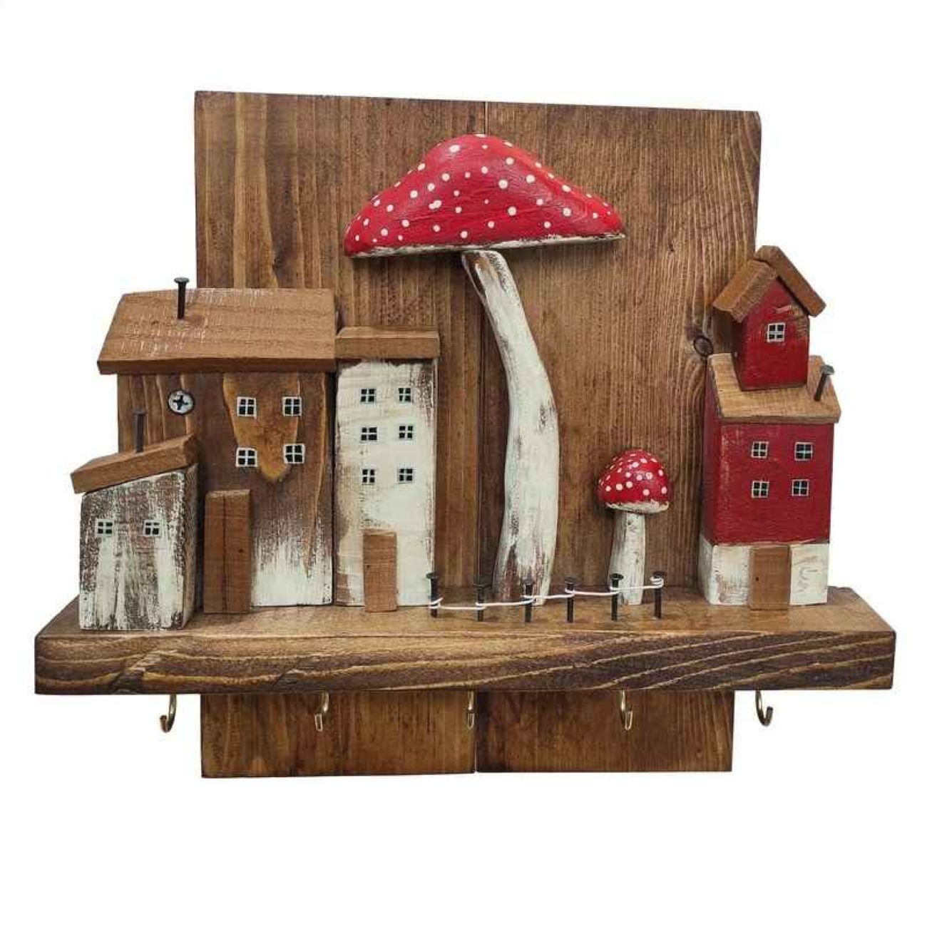 Price and Buy Decorative & Handcrafted Wall Key Holder with Cottage & Mushroom Design
