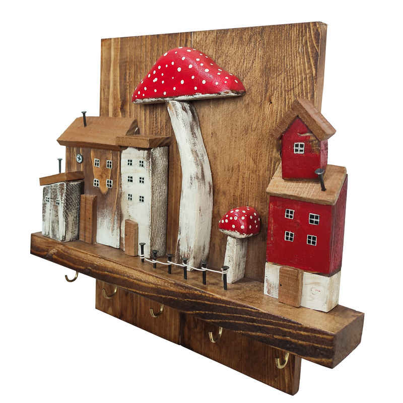 Price and Buy Decorative & Handcrafted Wall Key Holder with Cottage & Mushroom Design - Image 4