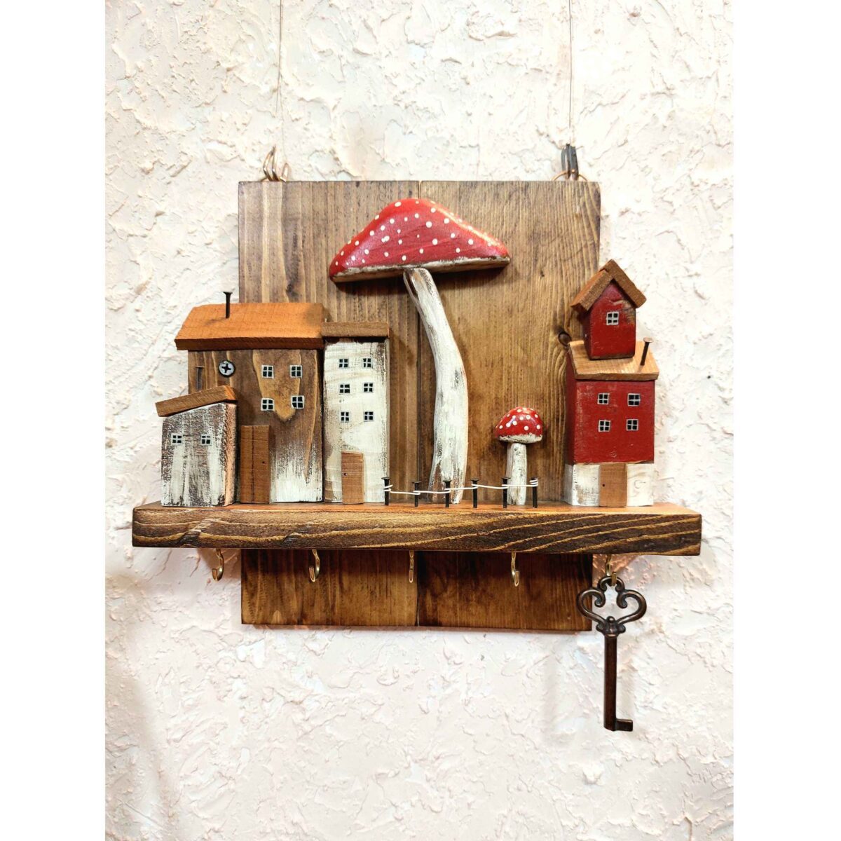Price and Buy Decorative & Handcrafted Wall Key Holder with Cottage & Mushroom Design - Image 5