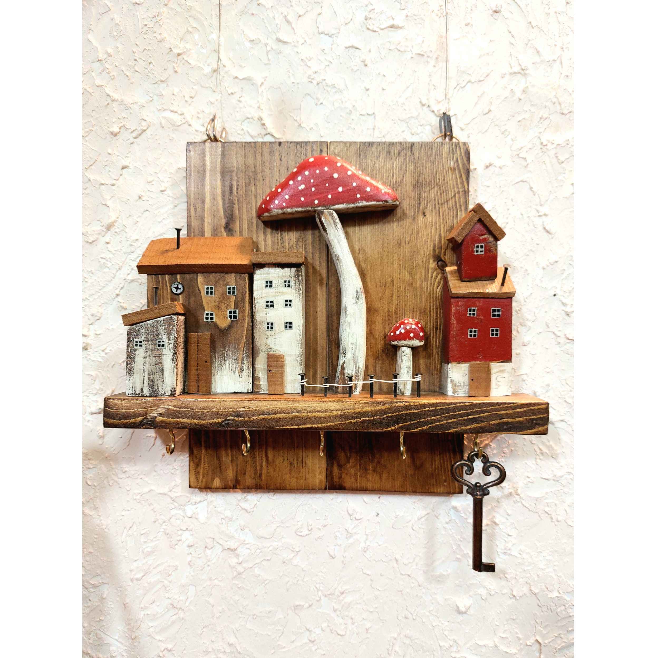 Price and Buy Decorative & Handcrafted Wall Key Holder with Cottage & Mushroom Design - Image 5