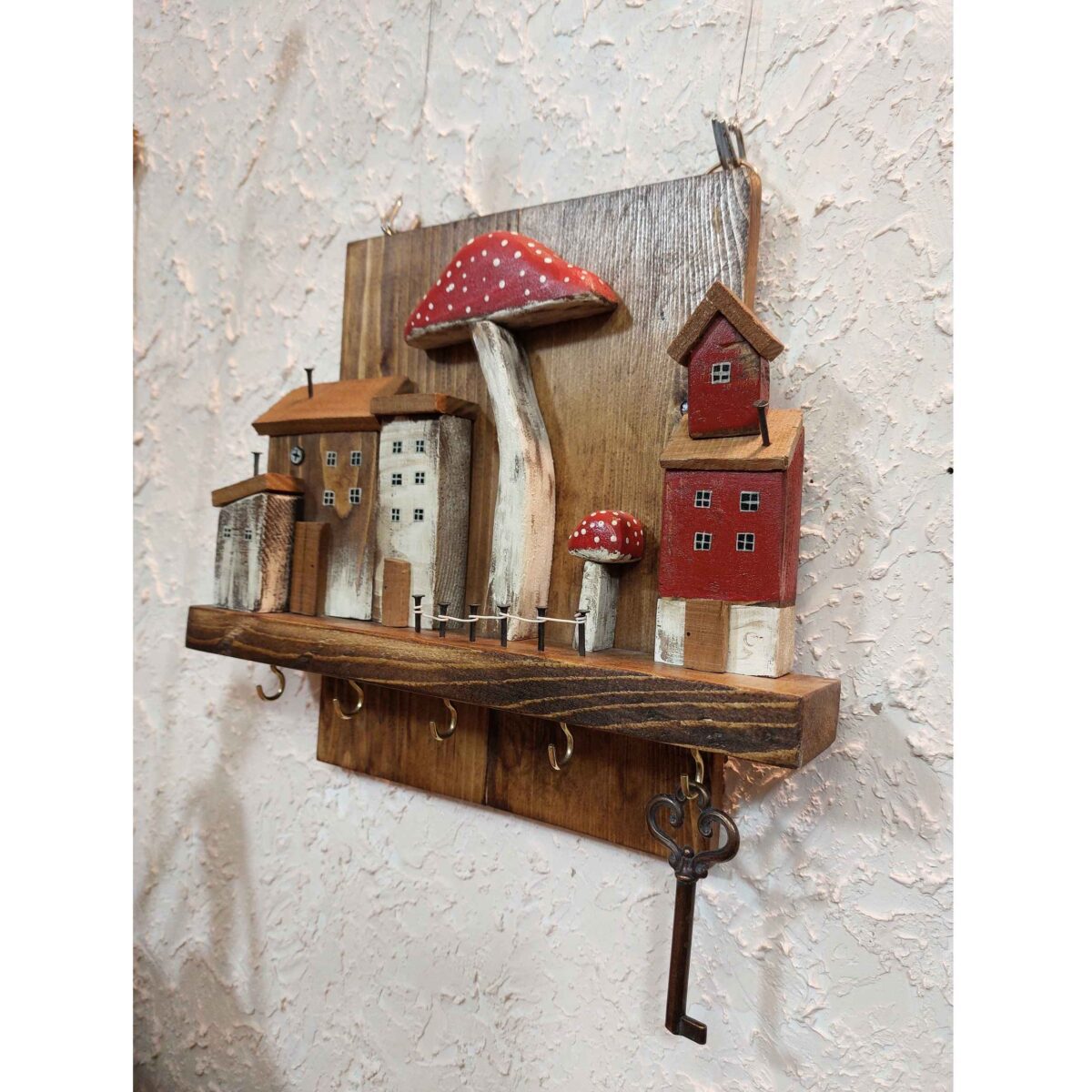 Price and Buy Decorative & Handcrafted Wall Key Holder with Cottage & Mushroom Design - Image 8
