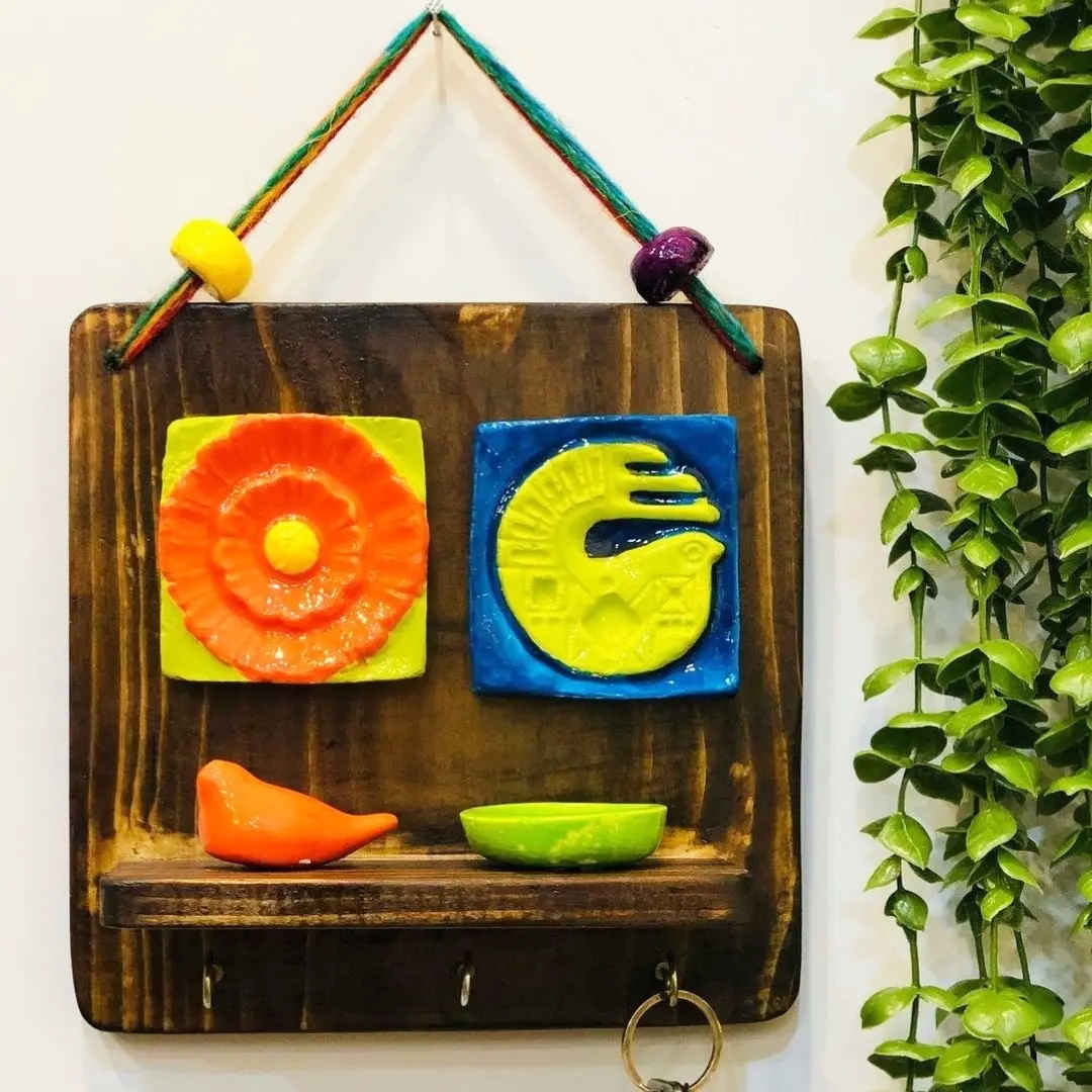 Price and Buy Decorative & Handcrafted Wall Key Holder with the Deign Bird & Sun - Image 3