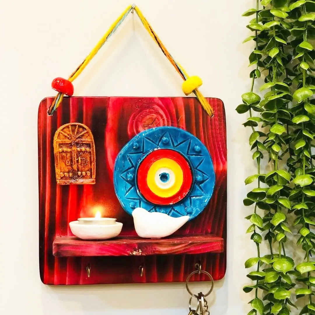 Price and Buy Decorative & Handcrafted Wall Key Holder with the Deign Bird & Sun - Image 4