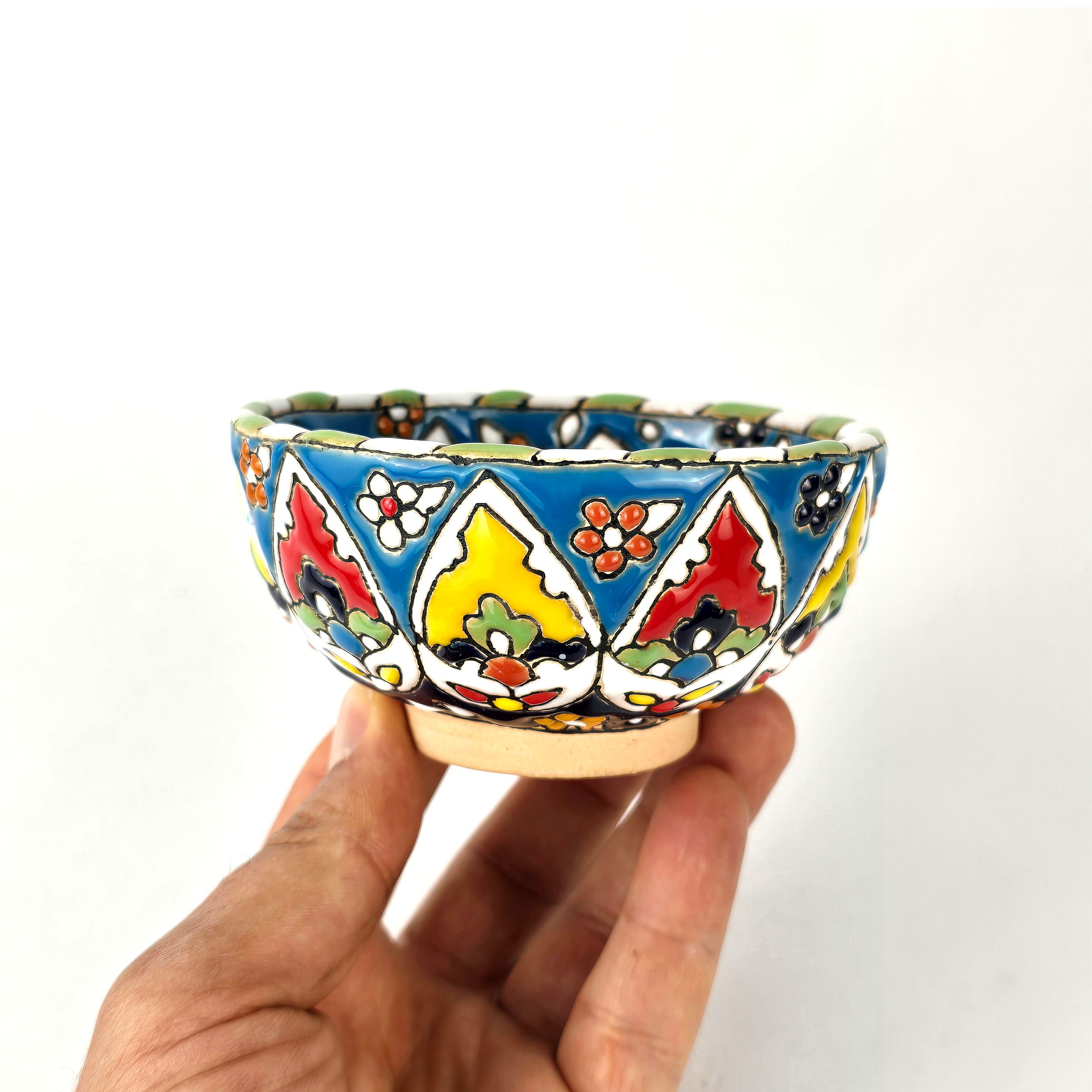 Price and Buy Decorative Minakari Pottery Bowl Persian Enamel Handcrafted Dana - Image 4