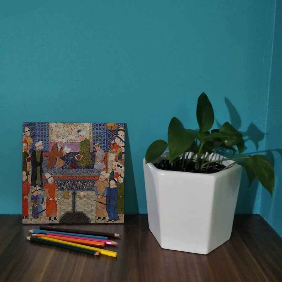 Price and Buy Decorative Persian Ceramic Tile – Shahnameh Inspired: Scientist - Image 3