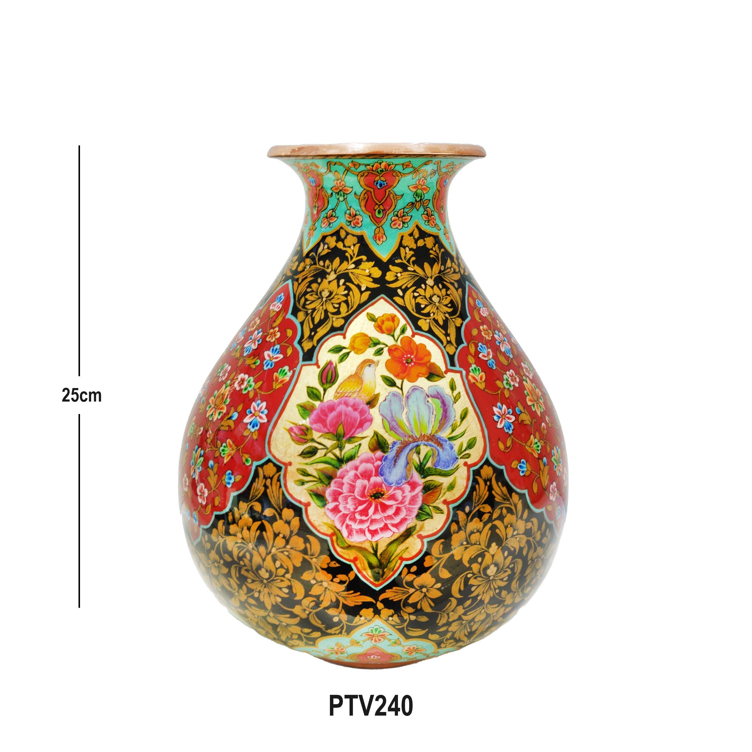 Price and Buy Decorative Persian Copper Vase Artistic Handcrafted Gol o Morgh Design - Image 4