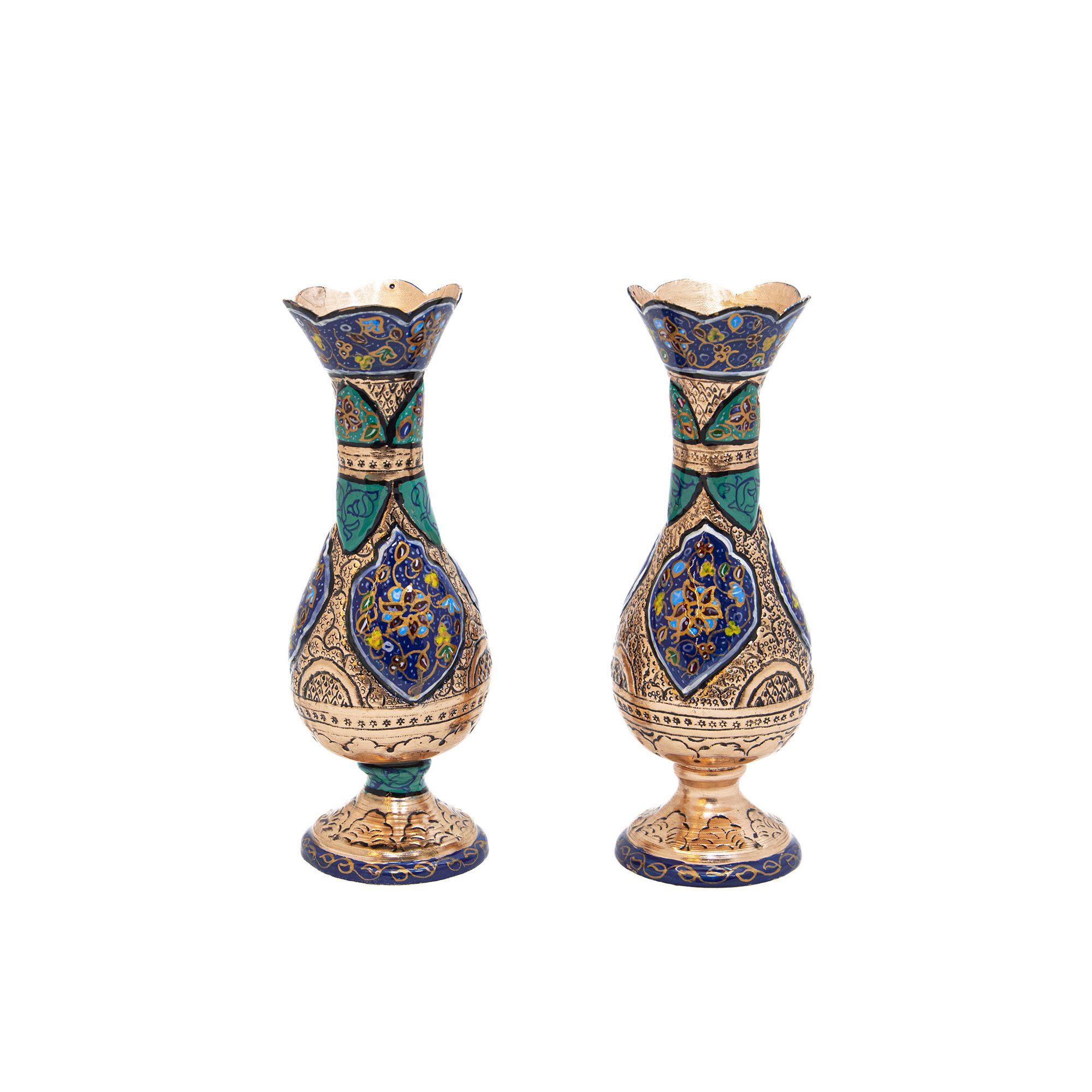 Price and Buy Decorative Persian Engraved Copper Vase Coated with Silver – Set of 2 - Image 3