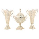 Price and Buy Decorative Persian Filigree Silver Coated Trumpet Vases & Bowl