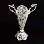 Price and Buy Decorative Persian Filigree Silver Coated Vase Trumpet Jami - Image 3
