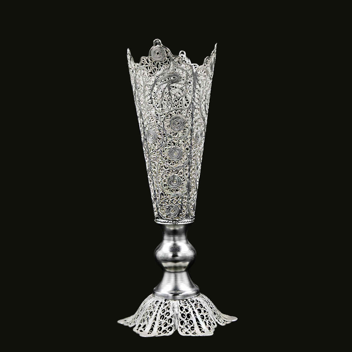 Price and Buy Decorative Persian Filigree Silver Coated Vase Trumpet Nazanin_68fdf3035808a.jpeg Price and Buy Decorative Persian Filigree Silver Coated Vase Trumpet Nazanin - Image 1