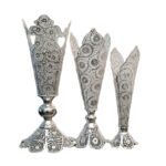 Price and Buy Decorative Persian Filigree Silver Coated Vase Trumpet Shima – Set of 3