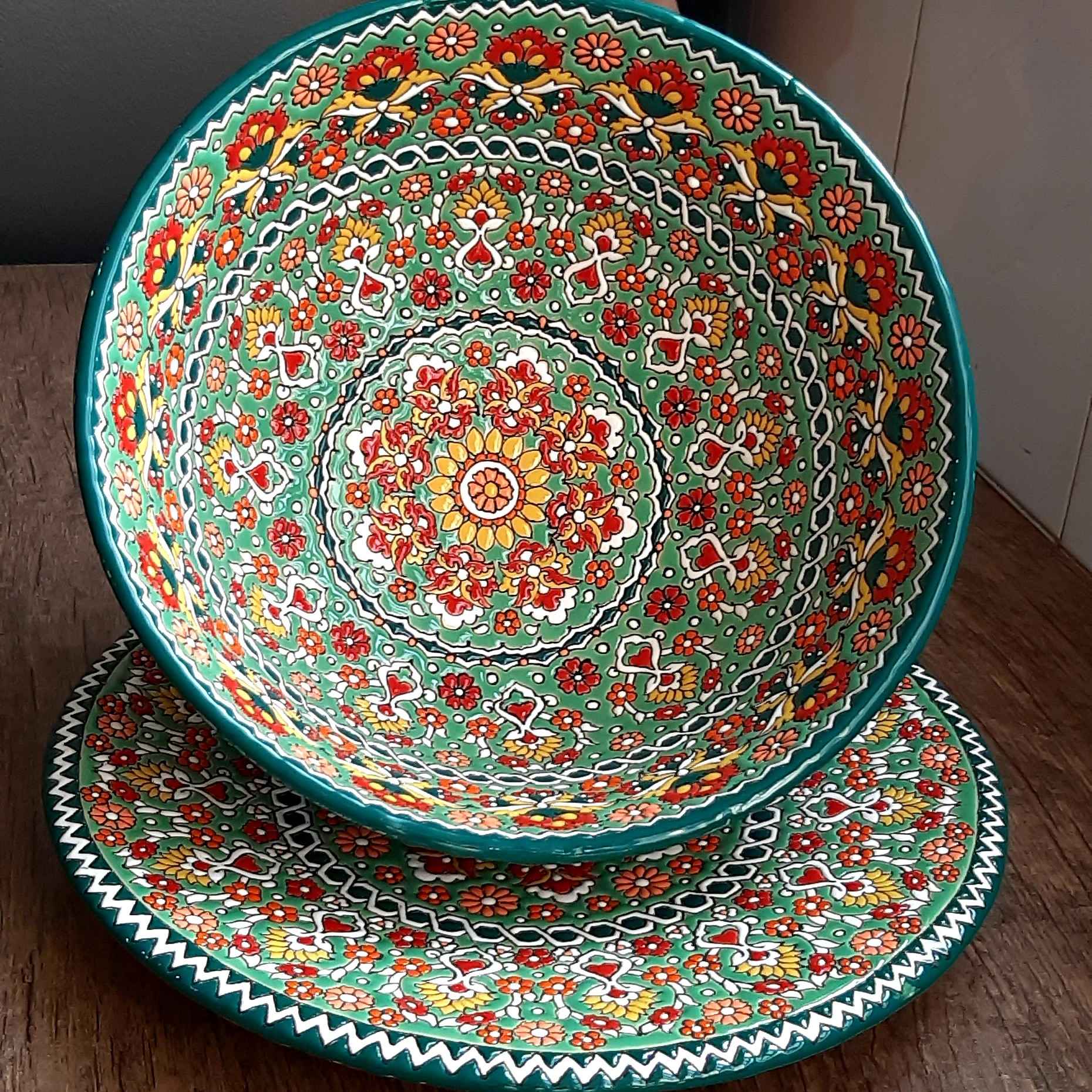 Price and Buy Decorative Persian Minakari Pottery Bowl & Plate Set Model Shiva - Image 3