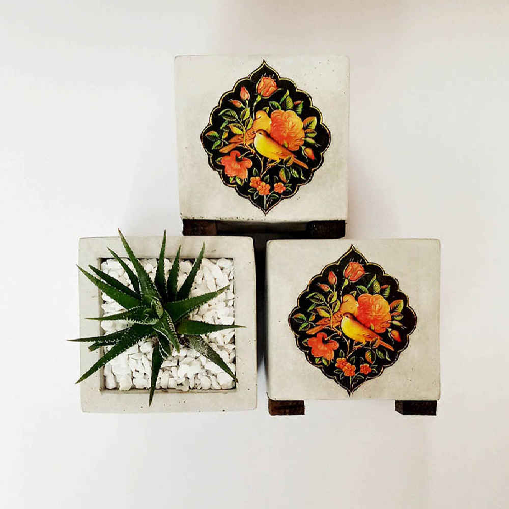 Price and Buy Decorative Persian Square Concrete Vase Model Gol o Morgh - Image 3