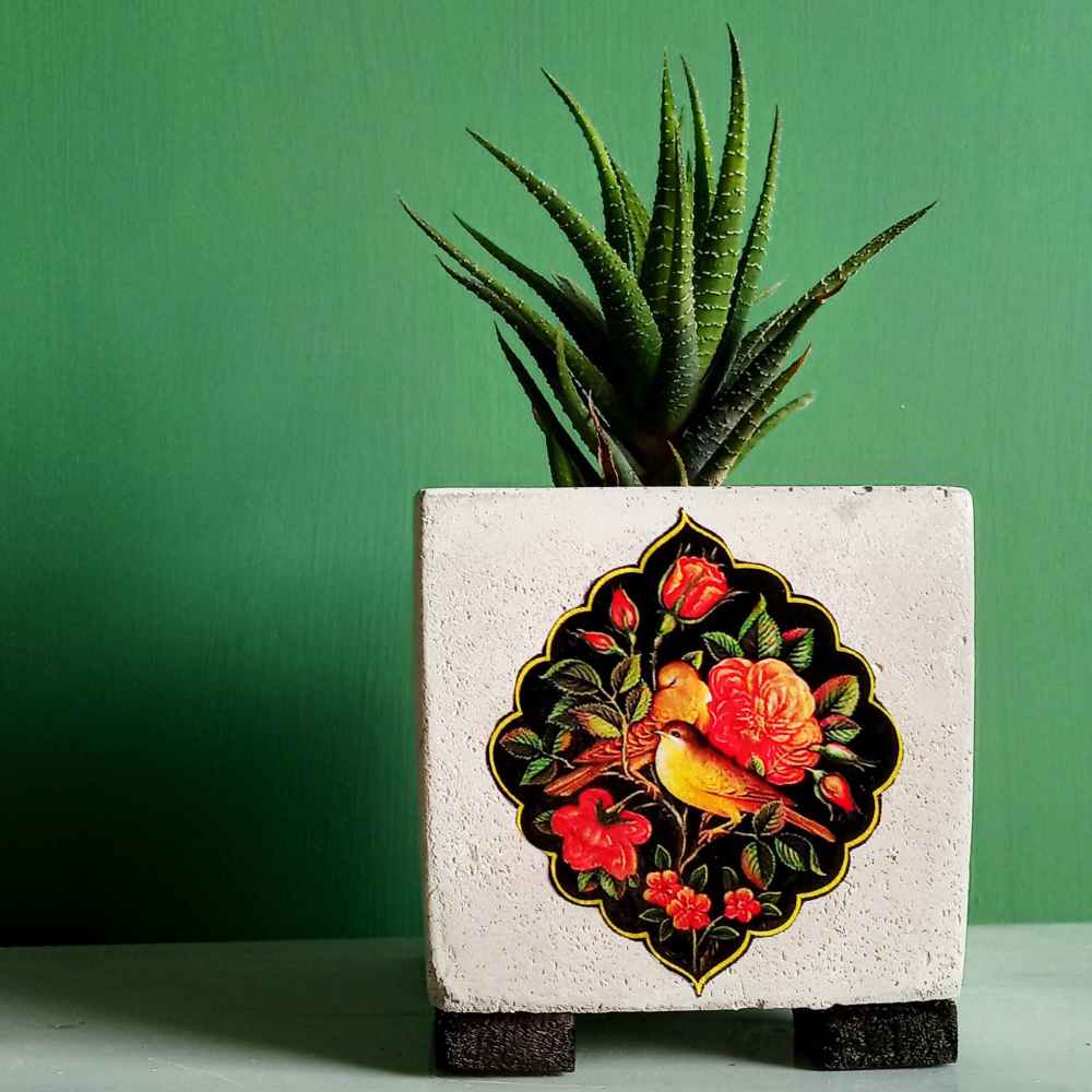 Price and Buy Decorative Persian Square Concrete Vase Model Gol o Morgh - Image 4